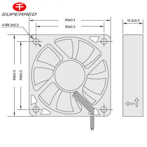 フレーム プラスチック PBT DC 12V 冷却扇風機 60x60x10 シグナル出力 オプション